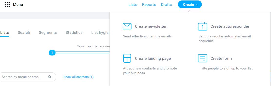 create an email list using Getresponse