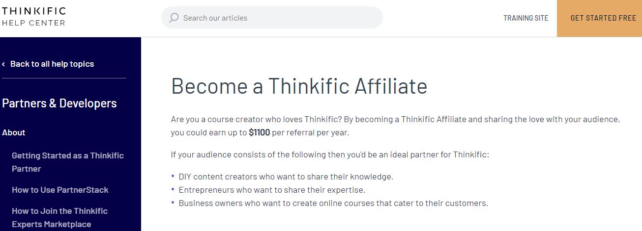 thinkific affiliate program